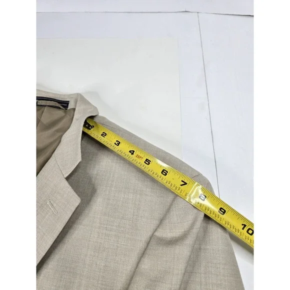 Bill Blass Sport Coat Mark Suit Blazer 46R Mens Beige Polyester Wool Gottschalks